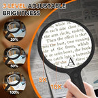 2000mAh Rechargeable Magnifying Glass with Light, 5X/10X Large Handheld Lighted Magnifier, 24 LEDs, 3 Light Modes, Reading Aid for Seniors & Low Vision (Black)