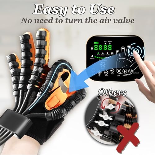 9th Gen Hand Rehabilitation Robot Gloves for Stroke Recovery, Physical Therapy Gloves for Hemiplegia & Arthritis, Finger Exerciser with 4 Modes Mirror Training and 5 Independent Air Valves