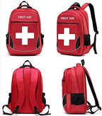 First Aid Bag Empty Red Emergency Medical Bag First Responder Trauma Backpacks Multi-Pocket Traveling Field Trips Camping Essentials (Red, 1 Piece)
