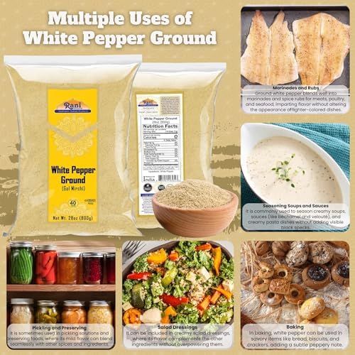 Rani White Pepper (Gol Mirch), Ground Spice 28oz (1.75lbs) 800g ~ All Natural | Vegan | Gluten Friendly | NON-GMO | Kosher | Indian Origin