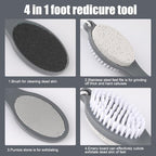 3Pcs 4 in 1 Foot File Callus Remover with Pumice Stone,Foot Rasp Sandpaper,Professional Pedicure Tools for Dead Skin Removal Home Foot Care Ergonomic Non Slip Handle