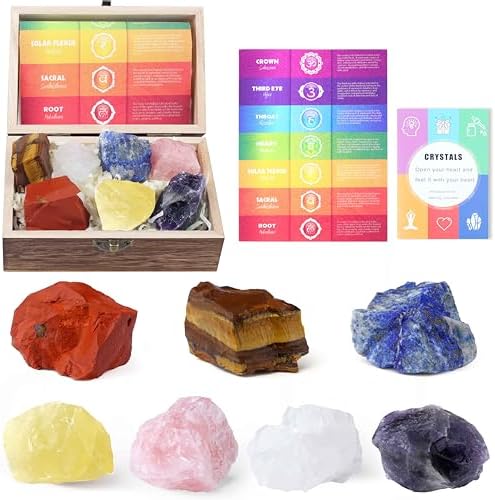 ZHIYUXI 7 Chakra Stones Crystals and Healing Stones Gems Raw Crystals Bulk Set Crystal Rock Collection Meditation Accessories Reiki Supplies