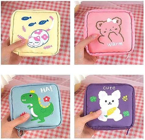 4 Pcs Sanitary Napkin Storage Bag Menstrual Pad Zipper Bag Menstrual Cup Storage Pouch Sanitary Napkin Bag for Women Girl Tween