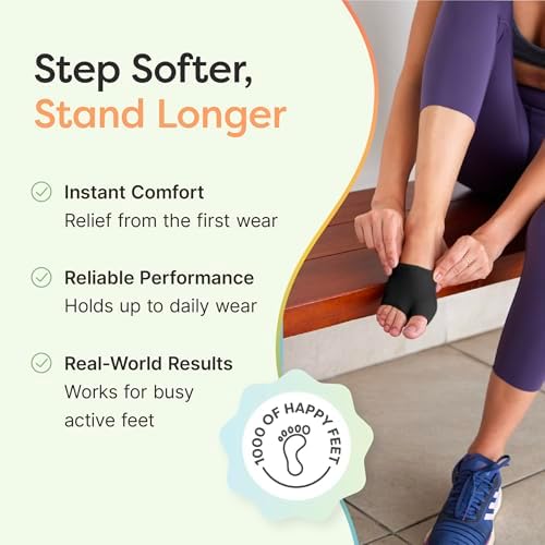ZenToes Metatarsal Pads for Men and Women - Ball of Foot Pain Relief Cushions for Sesamoiditis, Metatarsalgia, Morton's Neuroma - 2 Pairs Fabric Sleeves with Gel Inserts (Medium, Black)