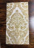 IHR Ideal Home Range Dinner Napkins Disposable 3-Ply Paper Hand Towels, 8.5" x 4.5", Grandeur (Cream/Gold), 16-Count