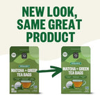 FGO Organic Japanese Matcha + Green Tea, 100 Count, Eco-Conscious Tea Bags, Resealable Bag, Packaging May Vary (Pack of 1)