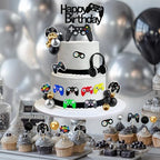 28 PCS Video Game Birthday Cake Toppers Controller Headset Ball Cake Decoration for Video Game Theme Birthday Party Supplies