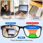 SKYOAK 2 Pack Ultralight Progressive Multifocus Reading Glasses for Men, Executive TR90 Computer Readers Spring Hinge Blue Light Blocking, Near-Mid Vision Multifocal Eyeglasses UV400 Protection, +2.5