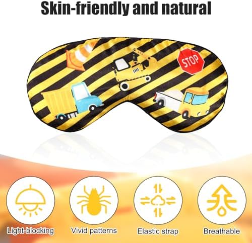Construction Sleep Mask, Adjustable Eye Mask for Sleeping Soft and Comfortable Sleep Mask for Kids Boys Girls Men Women Architectural Design Blackout Eye Shade Cover for Travel and Night Sleep