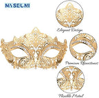 Masquerade Mask for Couple - Roman Greek Man Mask & Venetian Metal Women Mask for Masquerade Ball Mardi Gras