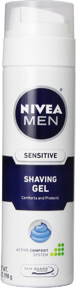 NIVEA FOR MEN Sensitive, Shaving Gel 7 Ounce (Pack of 10)