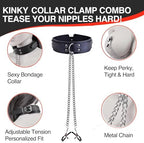 BDSM Bondage Nipple Clamps Collar Set Sex Toys, Nipple Stimulation Adjustable Nipple Clamp Metal Chain with 2Pcs Bow Nipple Clips Jewelry with Bell for Adult Play Toy Solo or Couple Kinky Pleasure