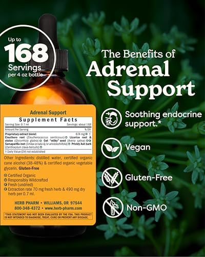 Herb Pharm Adrenal Support Liquid Herbal Formula with Eleuthero and Licorice Liquid Extracts - 4 Ounce