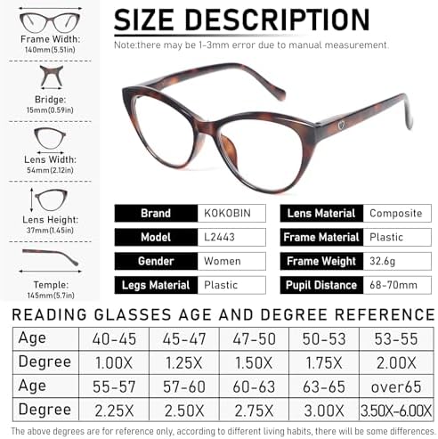 Cat Eye Reading Glasses for Women 2 Pairs Readers Spring Hinge With Cute Heart Frame