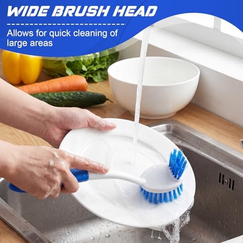LemonRoad 20 Pcs Kitchen Scrub Brush Bulk with 2 Sided Stiff Bristles Dish Washing Scrubber Vegetable Brush Anti Slip Handle Washing Cleaning Dish Scrubber for Housekeeping Pots, Pans, Kitchen Sink