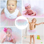 Baby Girls Soft Fluffy Tutu Skirt with Diaper Cover, Tulle Dress Skirt 3 Layers Soft for Newborn,Toddler
