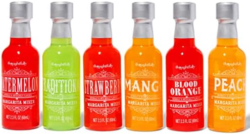 Thoughtfully Cocktails, Margarita Cocktail Mixer Gift Set, Vegan and Vegetarian, Variety of Fruit Flavors, Set of 6 (Contains NO Alcohol)