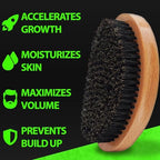 GROW Beard Brush & 360 Wave Brush for Men - Natural Boar Bristle For Fuller, Thicker Hair, Beard & Mustache - Premium Full-Size to Exfoliate, Strengthen Hair, Stimulate & Boost Growth