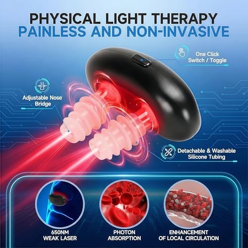 2026 Upgraded Portable Red Light Nasal Therapy Device for Nose & Sinus Comfort, USB Rechargeable Nasal Care Device with Soft Silicone Tips, Easy Home & Travel Use for Seasonal Relief