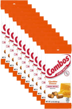 COMBOS Stuffed Snacks Cheddar Cheese Baked Pretzel Snacks, 3.0 Oz Pretzels Individual Bags (Pack of 12)