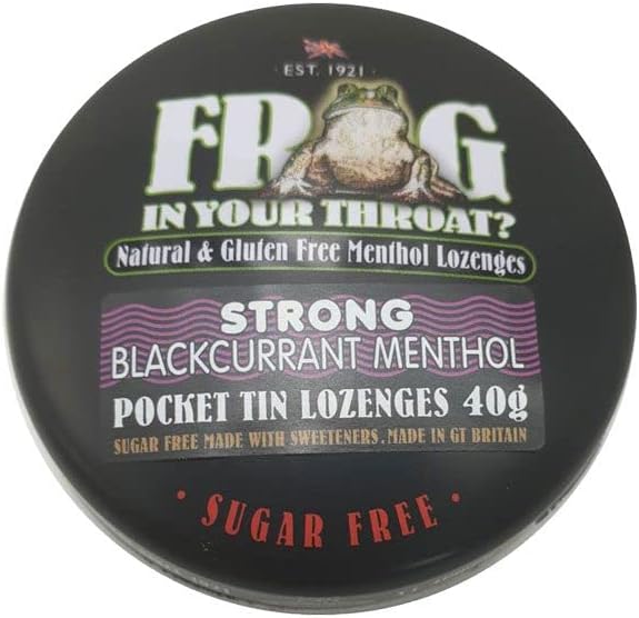 Simpkins Sugar Free Frog in Your Throat Strong Mint Menthol & Strong Blackcurrant Pocket tin Lozenges 14 x 40g TINS Full Box