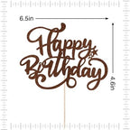 Happy Birthday Cake Topper,Brown Glitter Birthday Sign Cake Decorations，Anniversary Party/Bday Party Decoration Supplies(Brown Glitter)
