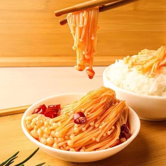 4 flavors Fresh spicy golden enoki mushroom 8 /16 packs,spicy strips,Chinese specialty food,Spicy enoki mushroom,red oil enoki mushroom，seasoned dishes,Instant snacks，Instant Dishes，vegetarian (16 packs)