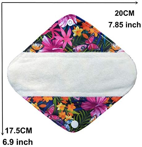 6+1Set Reusable Reusable Menstrual Pads Organic Bamboo Panty Liner Sets, Including 6pcs Daily Use Panty Liner + 1 pcs Mini Wet Bag