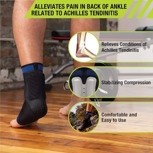 Pro-Tec Athletics Achilles Sleeve with Dual Gel Compression Strips, Achilles Tendon Support for Tendinitis Relief,