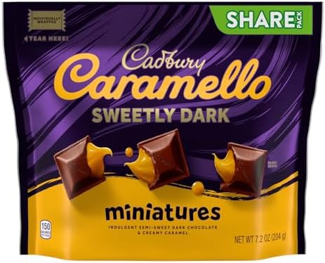 CADBURY CARAMELLO SWEETLY DARK Miniatures Semi-Sweet Dark Chocolate Caramel Candy Share Pack, 7.2 oz