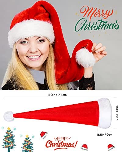 Long Santa Hats Xmas Velvet Christmas Hats for Adults Keep Warm Winter Christmas Costume