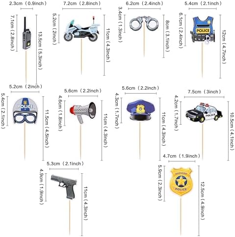 Police Cupcake Toppers,30 PCS Police Cake Topper,Police Cake Decorations,Police Party Decorations,Police Birthday Party Decorations