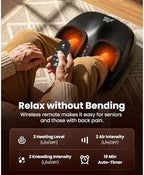 BOB AND BRAD Foot Massager with Heat and Remote,FSA Eligible HSA Eligible, Shiatsu Deep Kneading Electric Feet Massager Machine for Plantar Fasciitis, Men Size 12