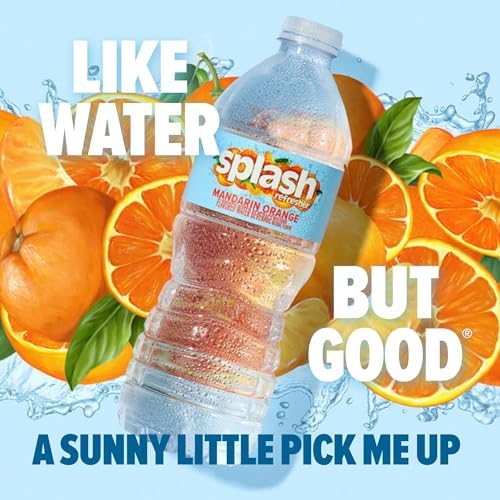 SPLASH REFRESHER Flavored Water Bottles, Mandarin Orange Flavor - 6-Pack, 16.9 Fl Oz - Refreshing Flavored Bottled Water with Electrolytes - Zero Sugar & Zero Calories