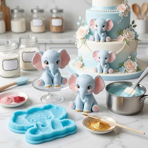 Elephant Fondant Silicone Molds for Cake Decorating Cupcake Topper Chocolate Candy Gum Paste Polymer Clay