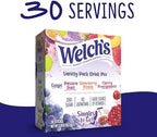 Welch's Singles To Go Variety Pack, Watertok Powdered Drink Mix, Includes 4 Flavors, Grape, Passion fruit, Strawberry Peach, Cherry Pomegranate, 1 Box (30 Servings)
