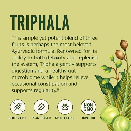 Banyan Botanicals Organic Triphala Powder – Daily Digestive Support & Gentle Colon Cleanse – Pure Amla, Haritaki & Bibhitaki for Gut Microbiome Health & Regularity – 3.5 oz – USDA Organic