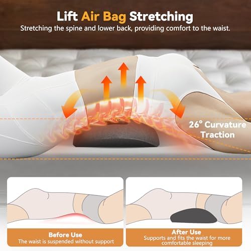 3 in 1 Smooth Spine Triple Fusion Back Massager with 118-inch USB Cable, Heated & Vibration &Traction Back Massager for Pain Relief Deep Tissue,Relaxation Lumbar Pillow for Office Home Use