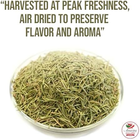 Dried Rosemary Leaves, 12 oz Premium All Natural Herbs and Spices for Meat, Fish, Oils, Dips, Tea. Farm Fresh, Rich Savory Flavor by Amazing Chiles & Spices