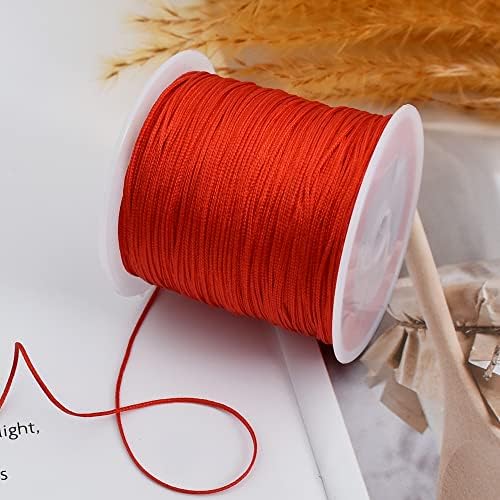 TONIFUL 1mm x 100 Yards Red Nylon Cord Satin String for Bracelet Jewelry Making Rattail Macrame Trim Cord Necklace Bulk Beading Thread Kumihimo Chinese Knot Craft
