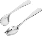 Adaptive Utensil Set Elderly Curved Spoon and Fork for Patients Stainless Steel Eating Assist Tableware for Bedridden Care Ergonomic Feeding Tools