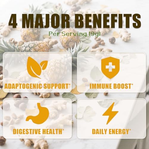 Pineapple Ginger Shots, Ginger Powder | Turmeric Supplement, Magnesium, Vitamin C, D, B12 | Digestive Health & Antioxidant | Gluten Free, Non-GMO | 6.35 Oz, Spoon Provided
