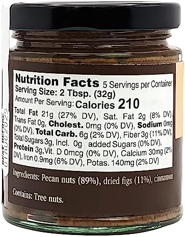 Nutural World - Crunchy Pecan and Figs spread 6 Oz (170g) Award Winning product