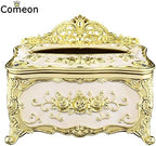 Luxurious Rose Tissue Box Acrylic Holder Cover Luxurious Elegant Design Tissue Holders Paper Holder Napkin Holder for Home Toilet Bath (Gold with White)