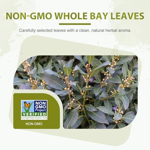 Soeos Bay Leaves, 2oz (57g), Whole Dried Bay Leaf, Non-GMO Verified, Laurel Herbs for Cooking, Soups, Stews, Sauces, Seasoning