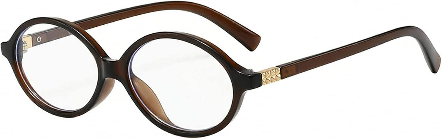 Oval Blue Light Glasses for Women Men Retro 90s Small Frame UV Protection Computer Reading Gaming Fashion Eyeglasses