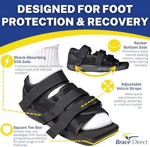 Brace Direct Post Op Shoe & Medical Foot Brace – Stress Fracture, Broken Toe & Bunion Support L3260 – Orthopedic Walking Immobilizer for Left or Right Foot (SM - MENS US SHOE: 6.5-9)