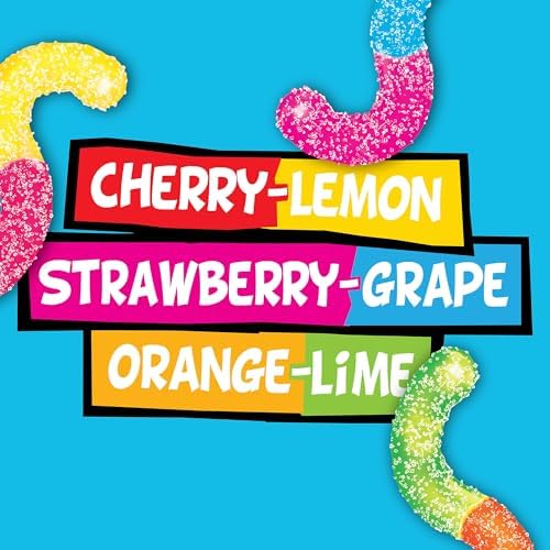 Trolli Sour Brite Crawlers, Candy, Cherry-Lemon, Strawberry-Grape & Orange-Lime, Sweet and Sour, Gummy Worms, Halloween Treat, 28.8 oz