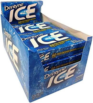 Dentyne Ice Gum Club Pack, Peppermint, 16 Pieces, 12 Count , 192 Pieces Total