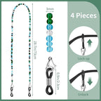 BILIONE 4Pcs Beaded Eyeglass Chains for Women & Girls, Sunglass Holder Strap Around Neck, Acrylic Glasses Hanger Keeper